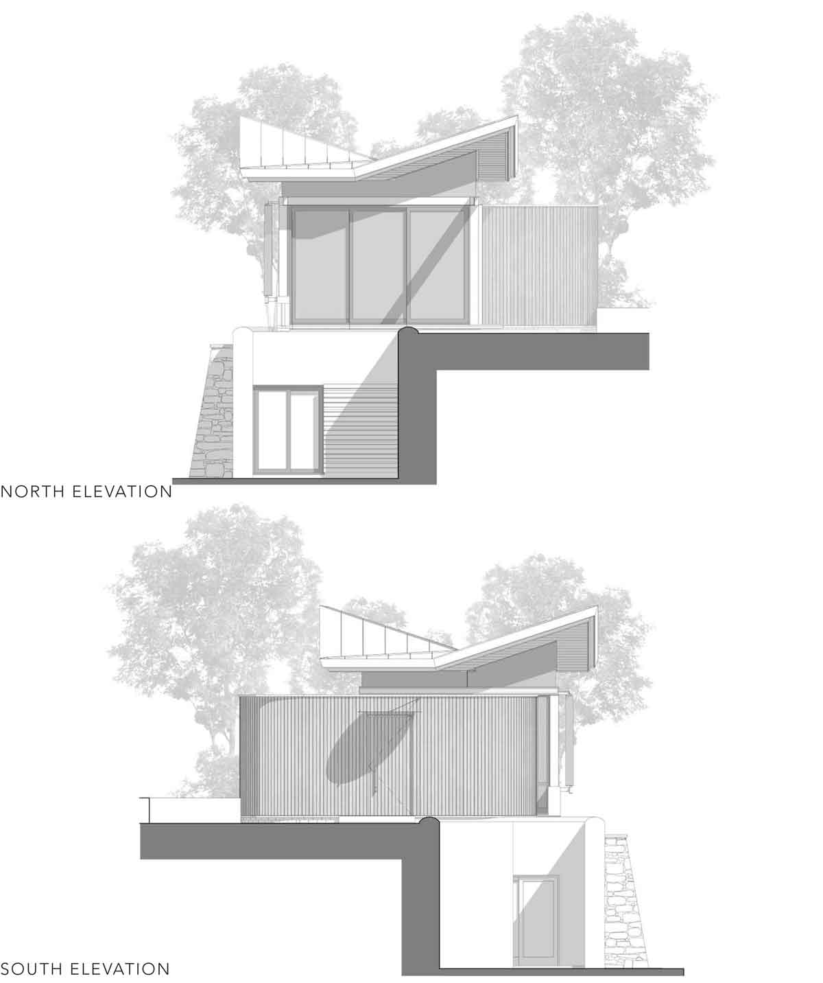 北向及南向立面圖，南非莊園客房及健身房／Malan Vorster Architecture Interior Design
