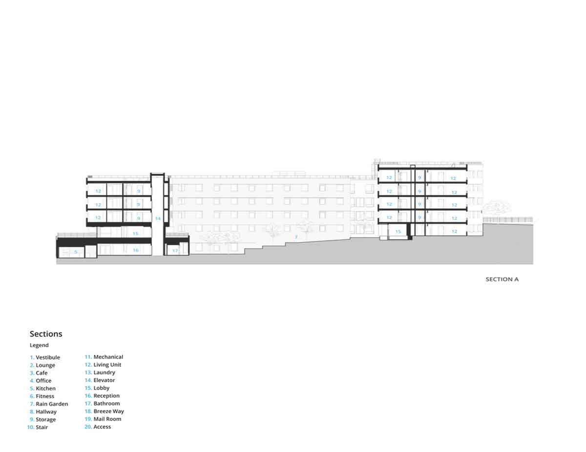Section A, Bellevue College Residential Hall／NAC Architecture