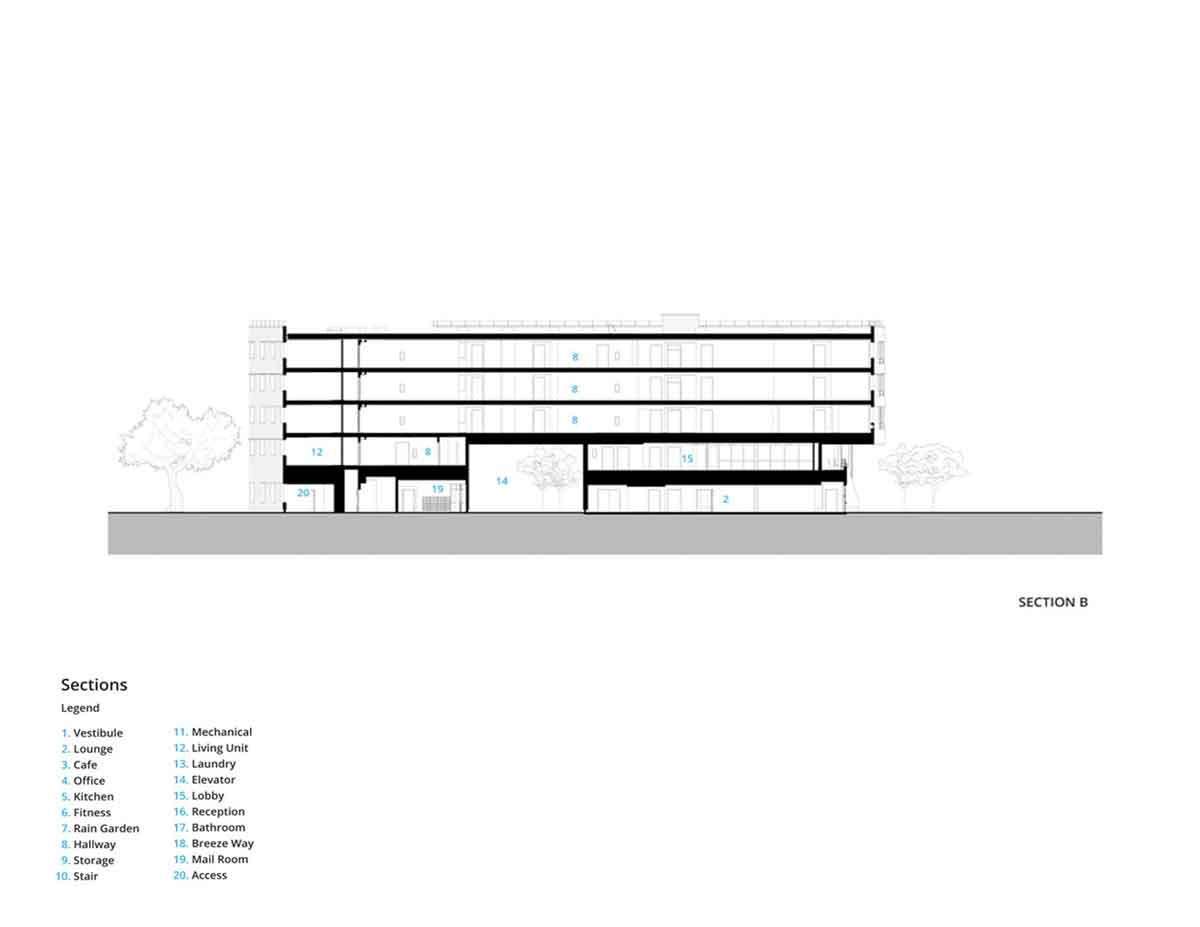 Section B, Bellevue College Residential Hall/NAC Architecture