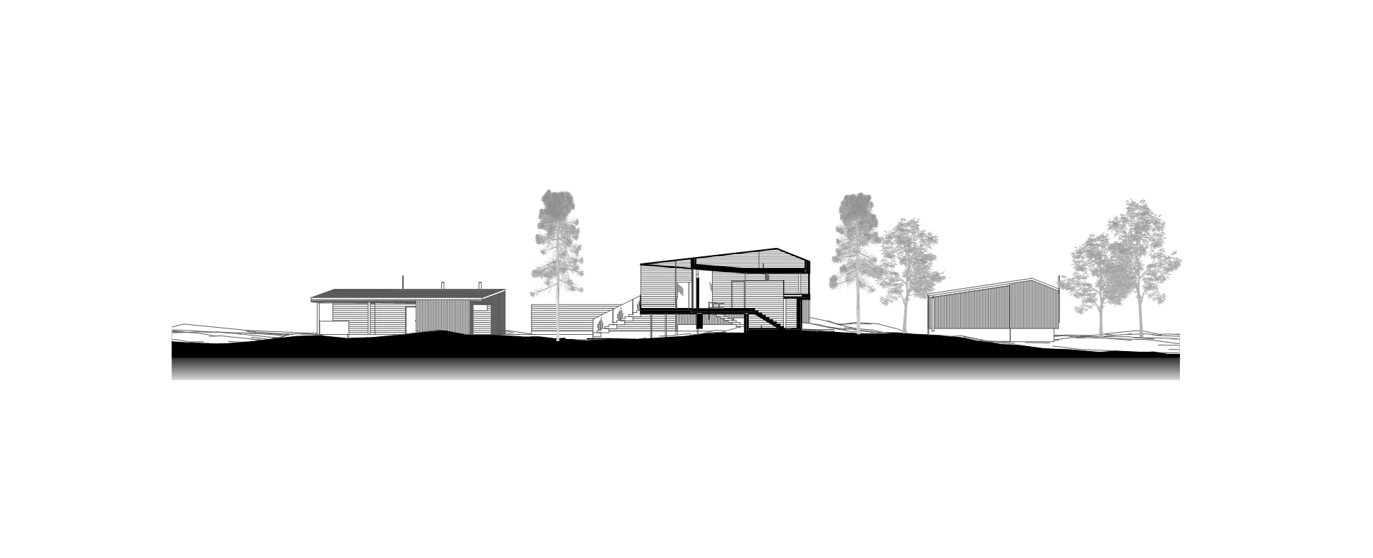 剖面圖A，芬蘭私人別墅Villa Ryysyranta II／PAVE Architects