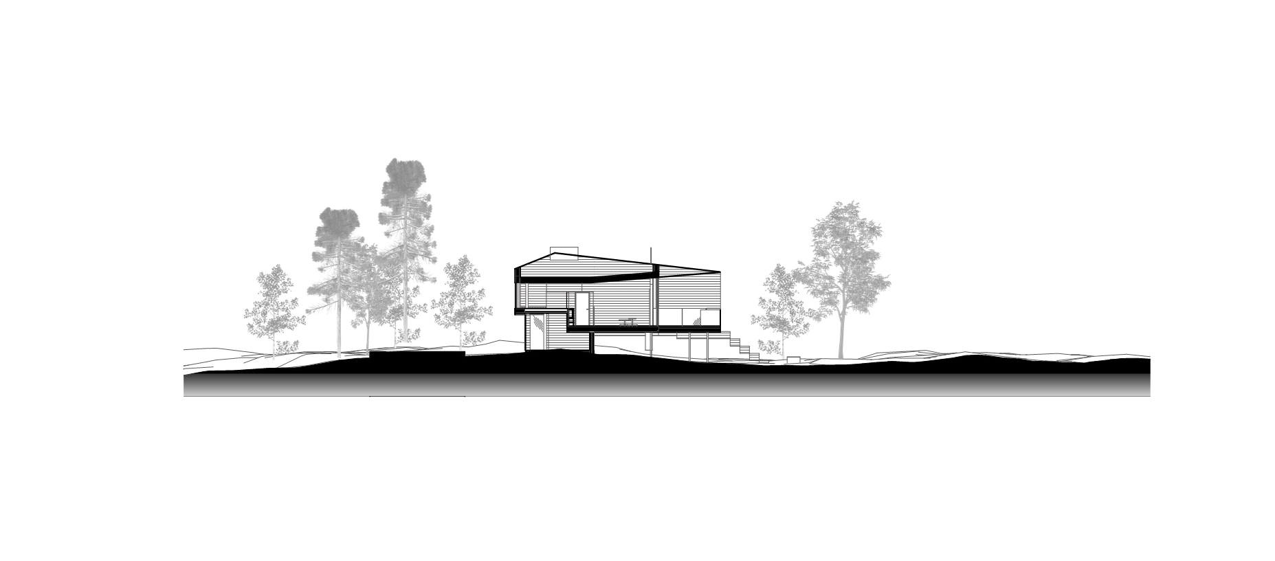 剖面圖B，芬蘭私人別墅Villa Ryysyranta II／PAVE Architects