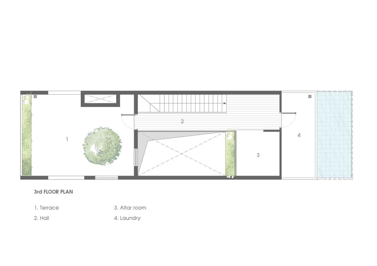 3F平面圖，胡志明市NGỌC House私人住宅／Story Architecture