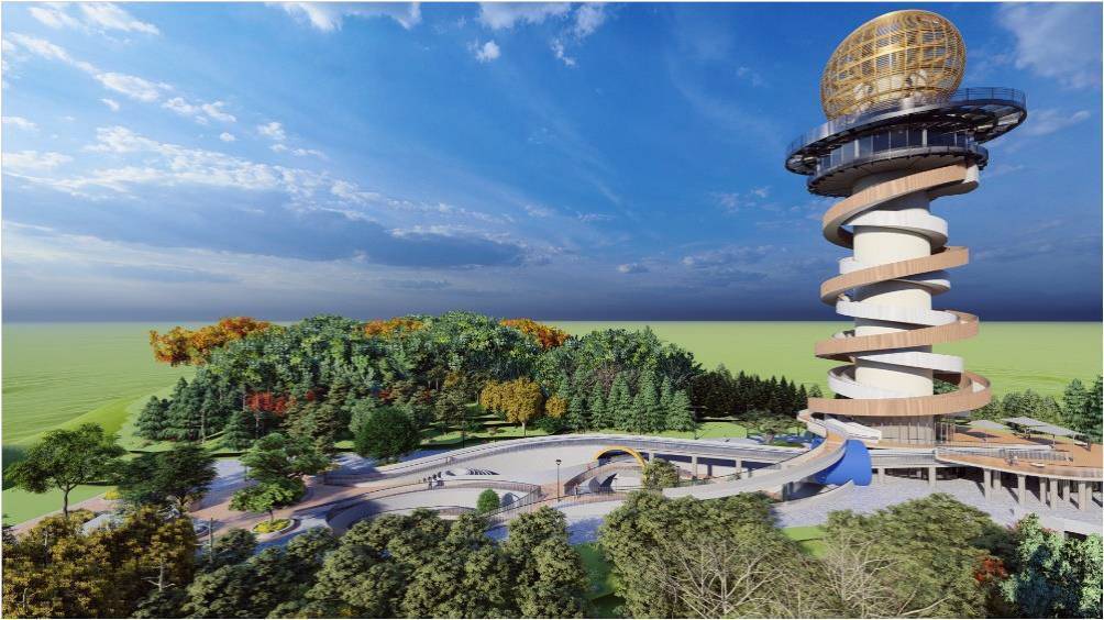 南投「天空之星景觀塔」設在南投名間松柏嶺,海拔約500公尺,中彰投美景盡收眼底