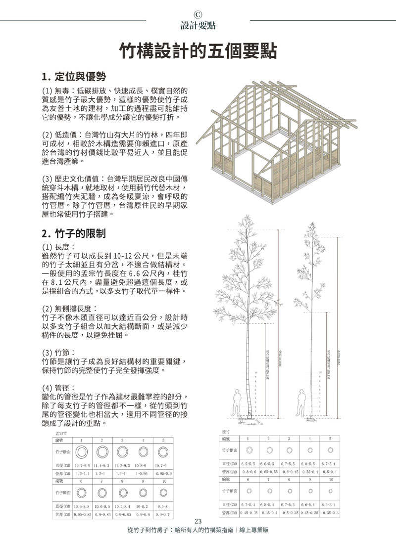 《從竹子到竹房子:給所有人的竹構築指南》竹構設計的五個要點