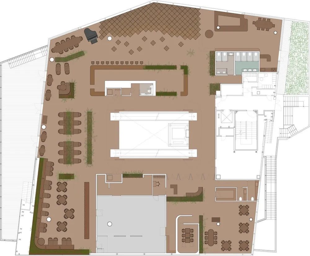 平面圖，東京表參道餐廳GYRE.FOOD／Atelier Tsuyoshi Tane Architects