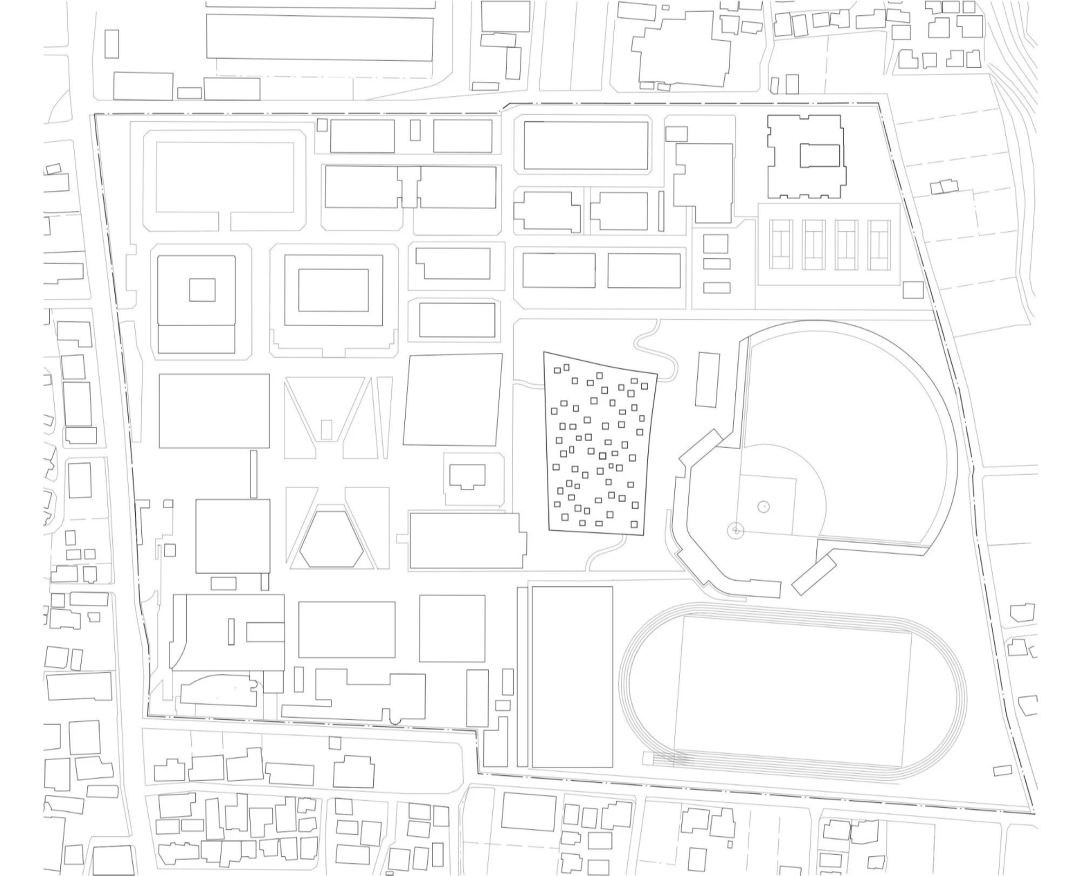 基地平面圖，日本神奈川工科大學KAIT廣場／石上純也