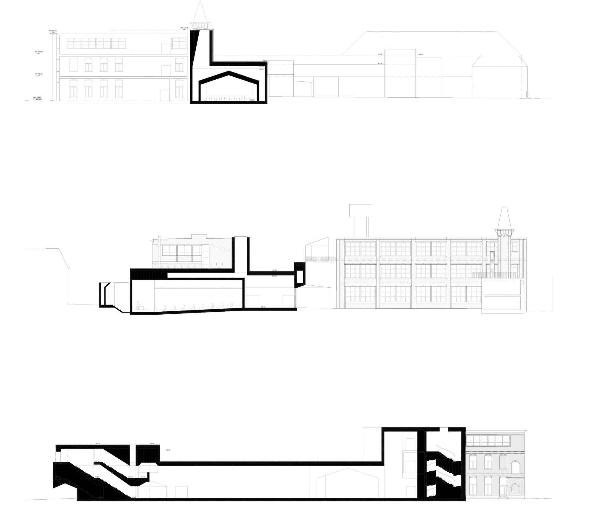 剖面圖，天主教魯汶大學建築學院／Aires Mateus