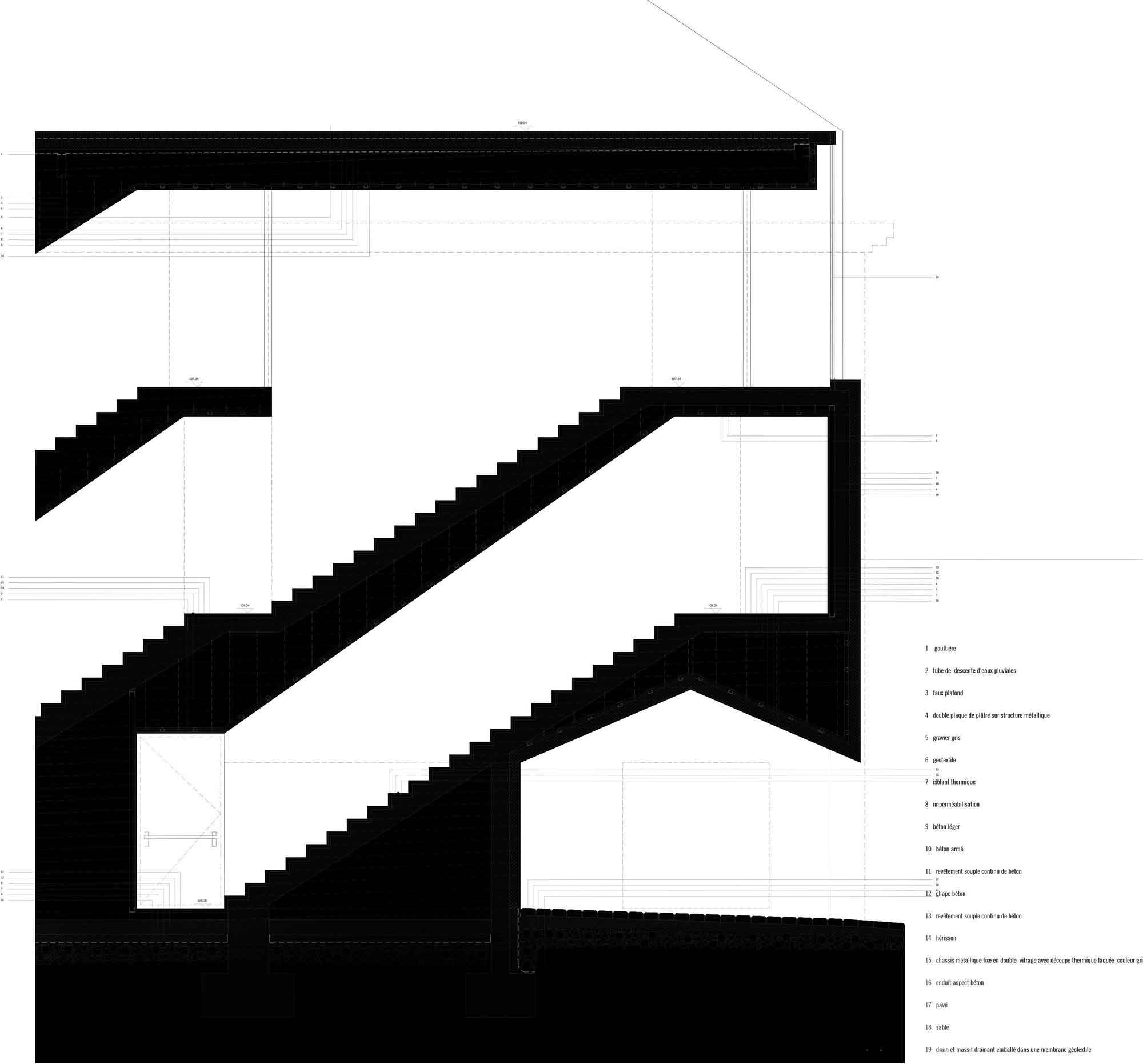 樓梯剖面圖，天主教魯汶大學建築學院／Aires Mateus