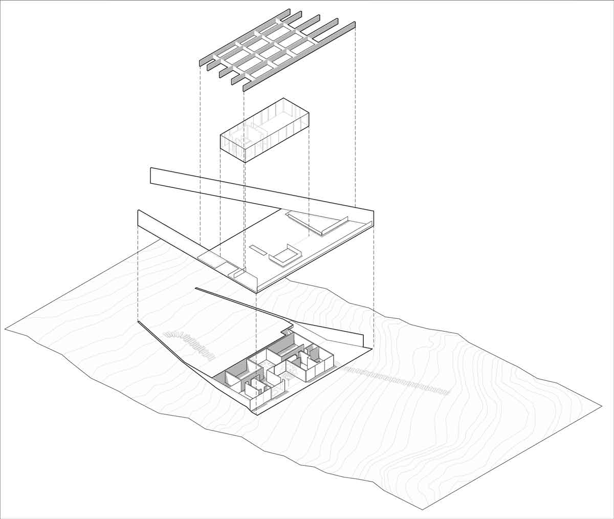 等角透視圖,智利五支大樑別墅/Polidura Arquitectos