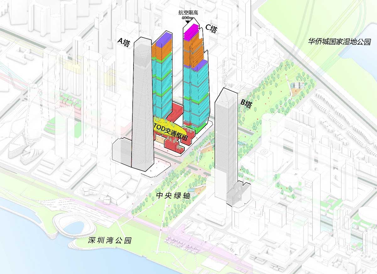 基地位置示意圖，深圳灣超級總部C塔／Zaha Hadid Architects