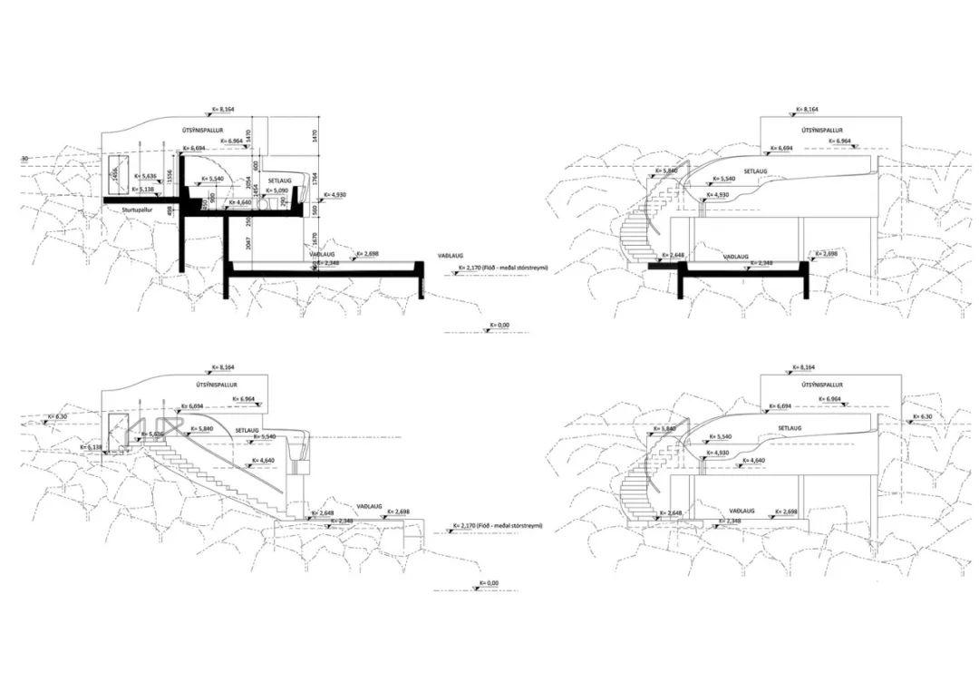 剖面圖 Section 冰島海邊Guðlaug公共溫泉/BASALT Architects