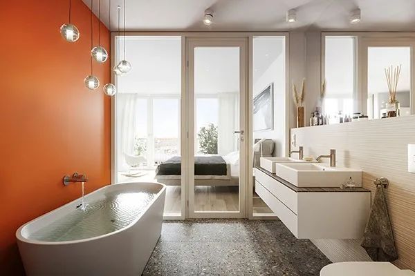 住宅單元內的浴室，德國慕尼黑Van B集合住宅／UNStudio
