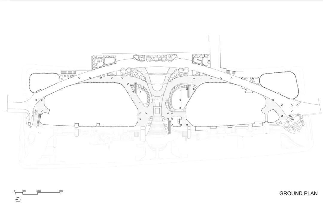 地面層平面圖，TOD東京品川門戶規劃／Pickard Chilton
