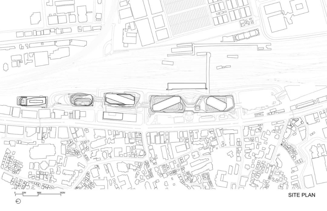 基地平面圖，TOD東京品川門戶規劃／Pickard Chilton