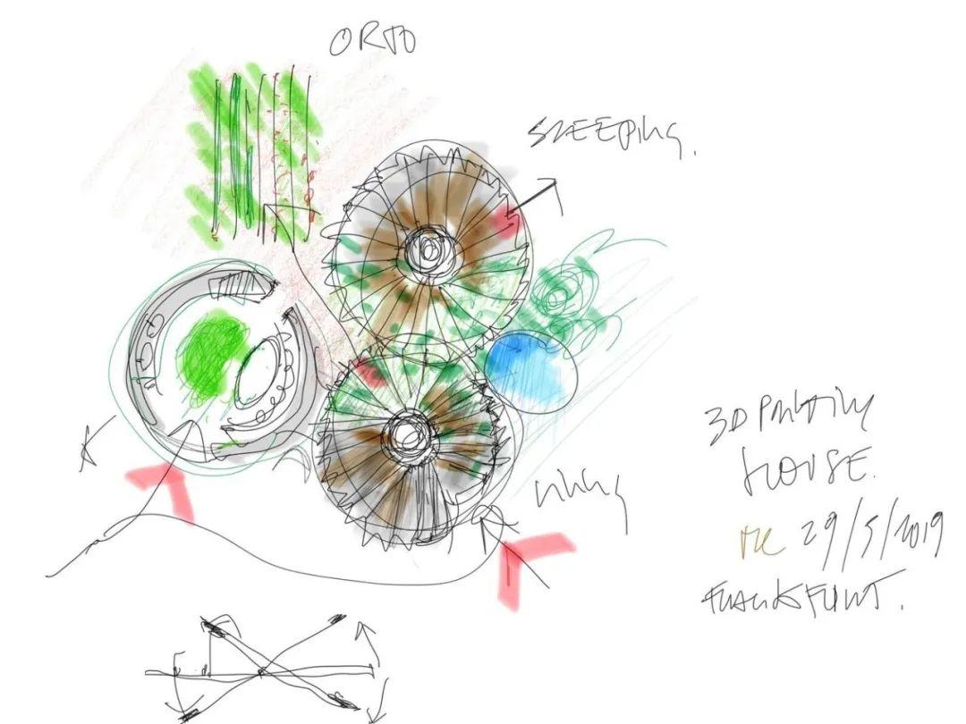 草圖，3D列印住宅TECLA／Mario Cucinella Architects
