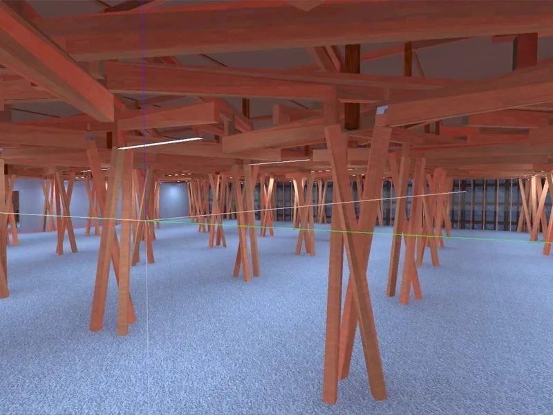 樑下設置照明，東京奧運村Village Plaza的BIM運用／株式會社日建設計