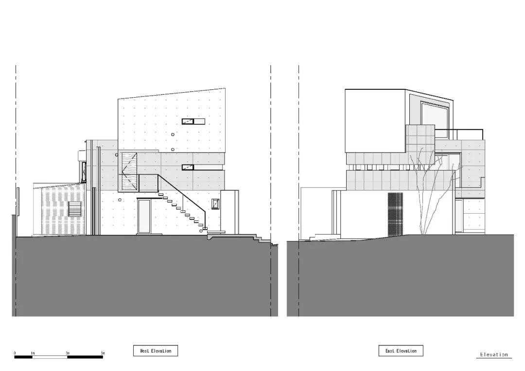 立面圖 Elevation 芦屋市大阪港口之家 私人住宅 Osaka Private House/Maniera Architect and Associates