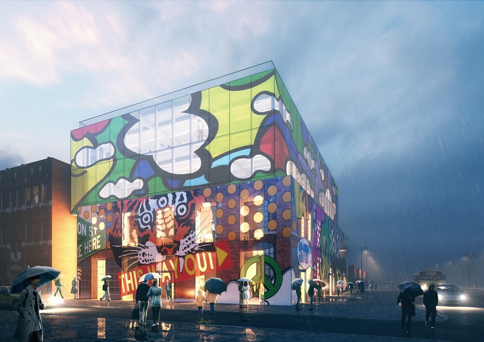 底特律Glass Mural玻璃壁畫建築／MVRDV