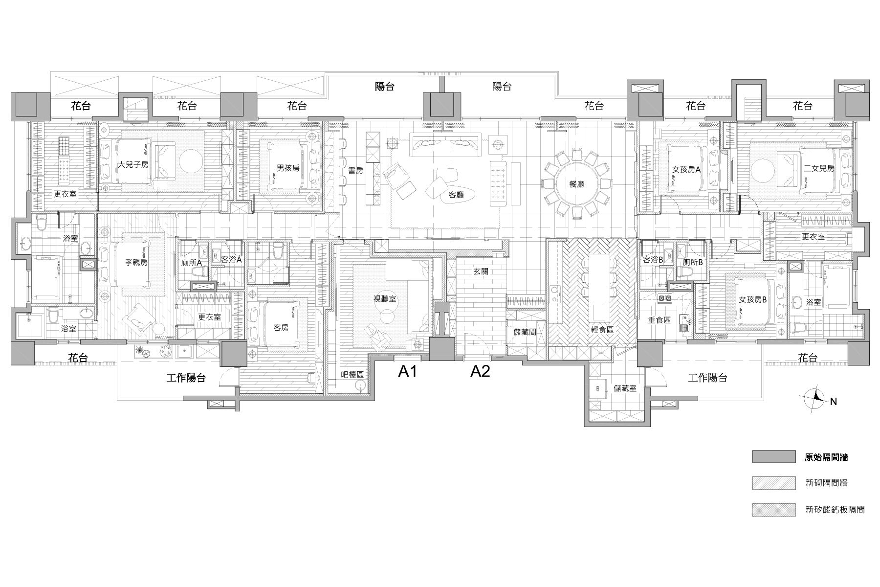 平面圖，行雲琉光，130坪豪宅室內設計／無界象國際設計 張顥瀚