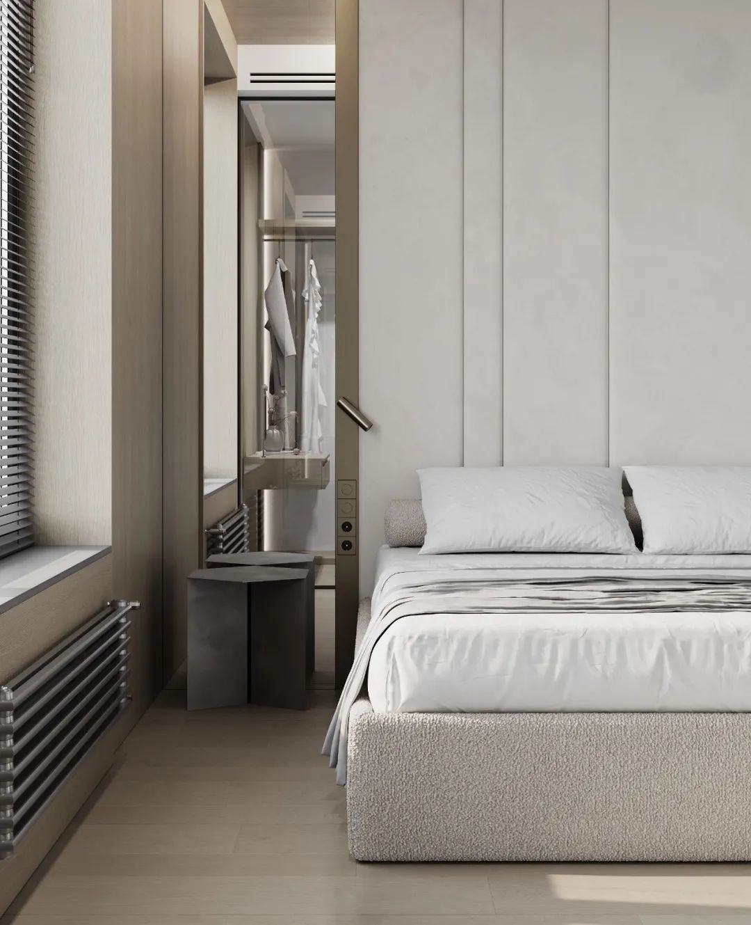 臥室，莫斯科公寓Grey APPARTMENT室內設計／Quadro Room