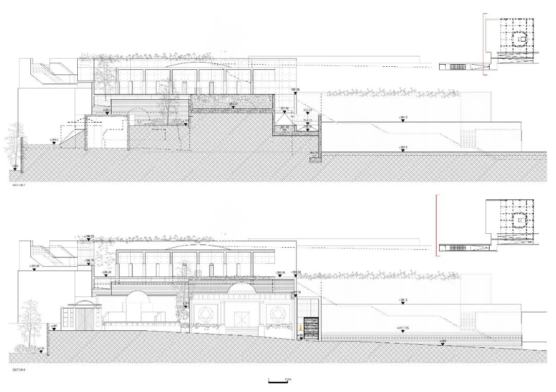剖面圖 金寶山嘉卿園陵園／Álvaro Siza + Carlos Castanheira