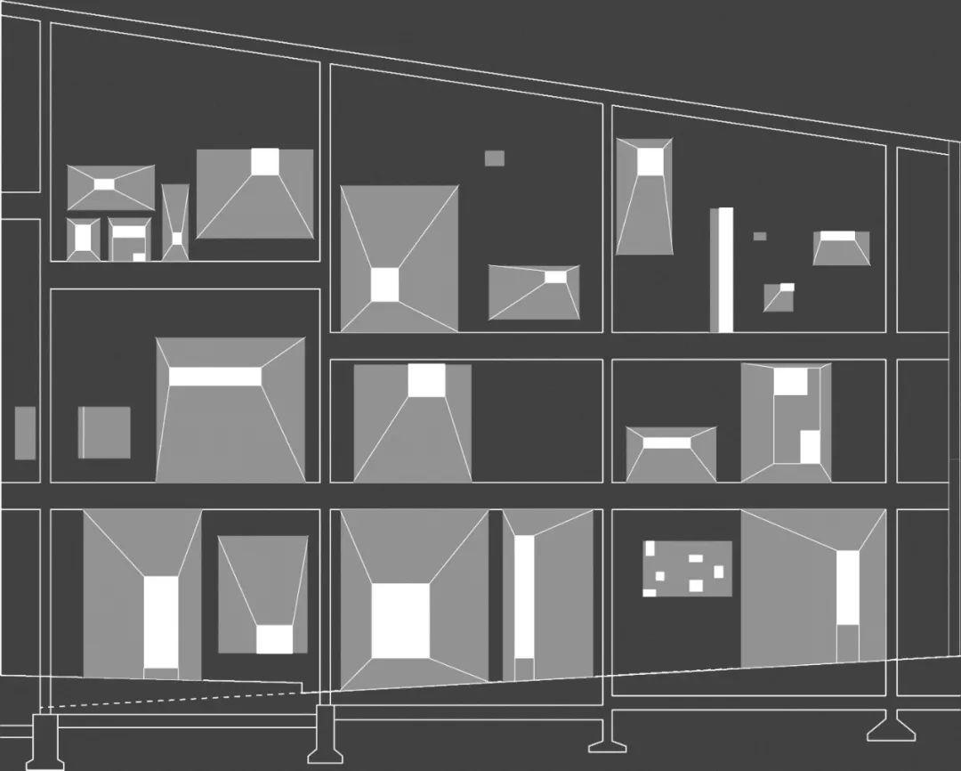 廊香教堂內側南立面圖 廊香教堂Notre Dame du Haut／Le Corbusier 柯比意