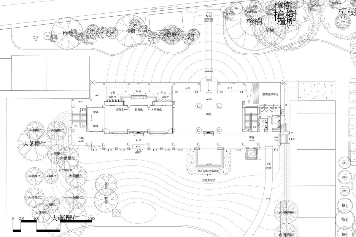 1F平面圖，台中市烏日區喀哩國小舊校舍重建／謝伯昌建築師事務所