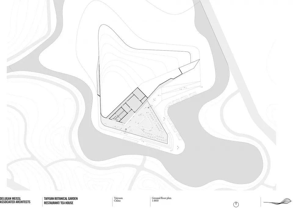 餐廳一樓平面圖 Plan 太原植物園／Delugan Meissl Associated Architects