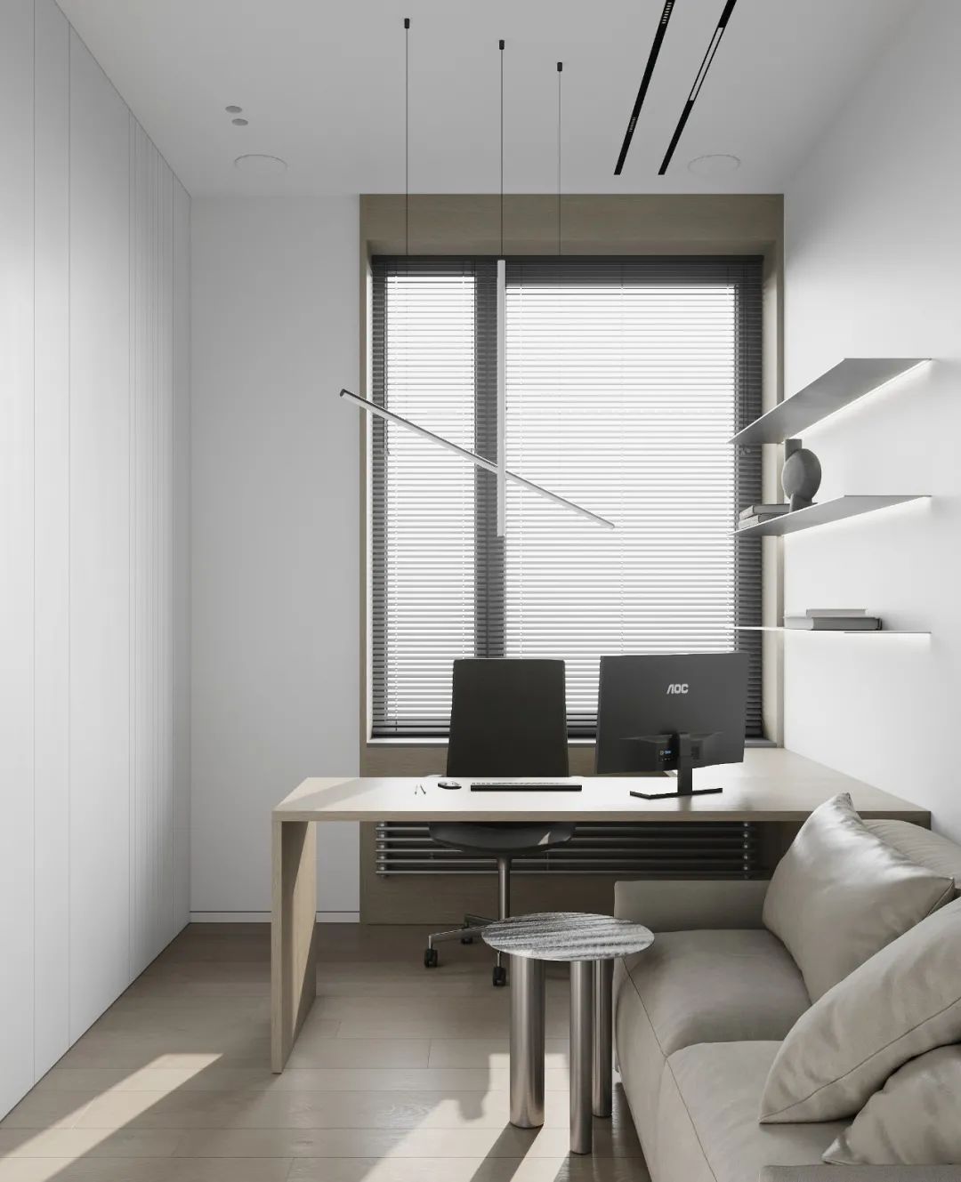 工作室兼休息室，莫斯科公寓Grey APPARTMENT室內設計／Quadro Room
