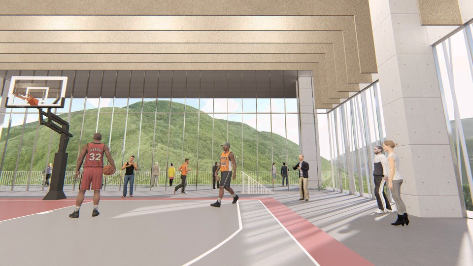 籃球場，台電訓練所所本部綜合大樓競圖提案／翁祖模建築師事務所