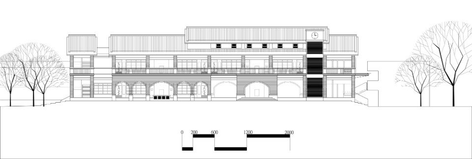 西向立面圖，台中市烏日區喀哩國小舊校舍重建／謝伯昌建築師事務所