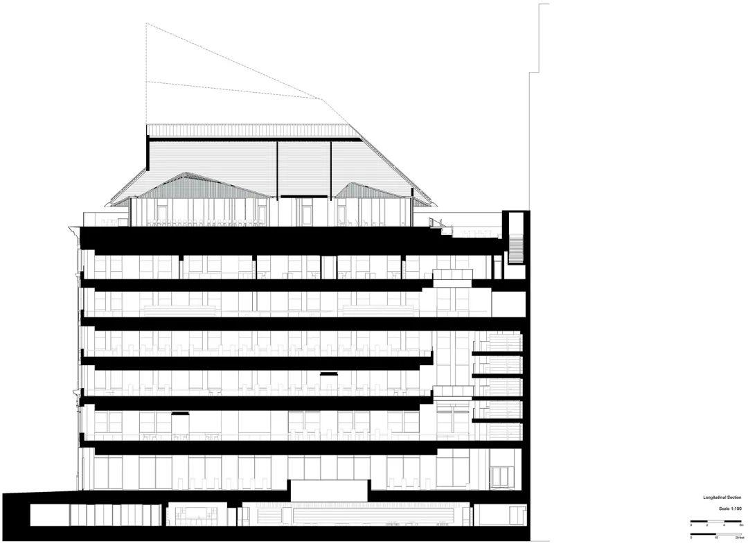剖面圖，紐約Stavros Niarchos基金會圖書館／Mecanoo + Beyer Blinder Belle