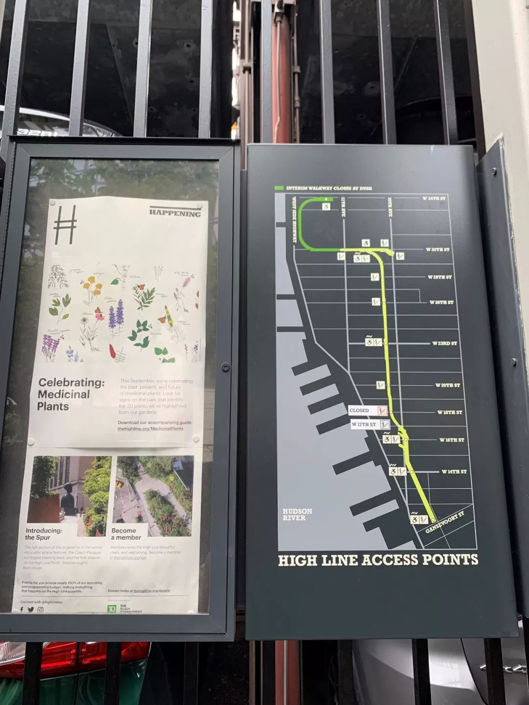 Highline New York City 紐約高線公園 樓梯出入口旁的導引標識