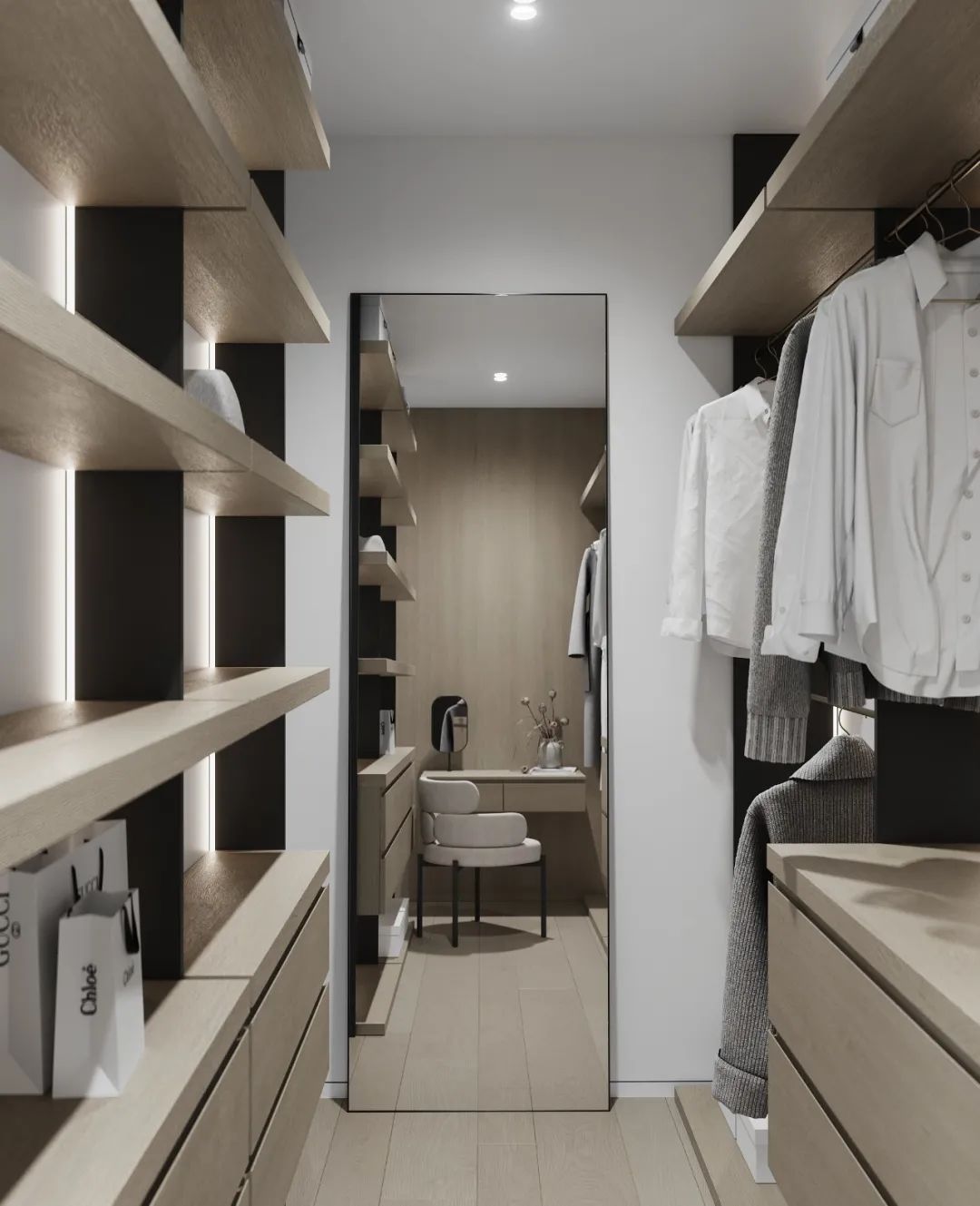 臥室衣帽間，莫斯科公寓Grey APPARTMENT室內設計／Quadro Room