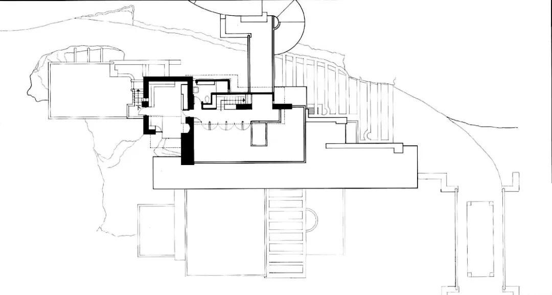 落山山莊三樓平面圖 落水山莊Fallingwater／Frank Lloyd Wright
