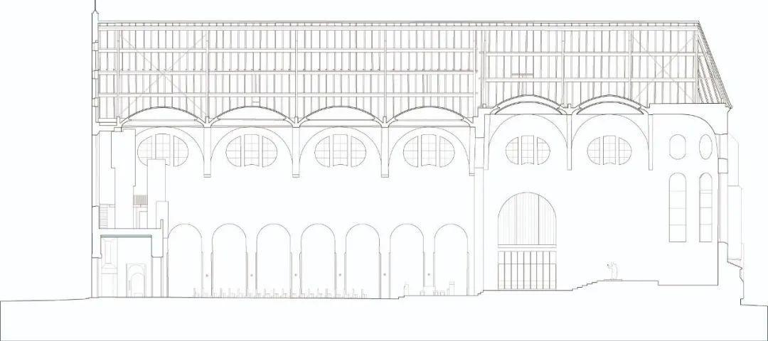 剖立面圖，St. Moritz Church 聖莫里茨教堂／John Pawson