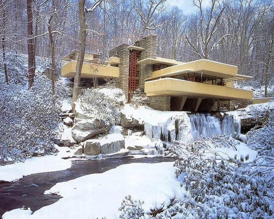 冬季的落山山莊Fallingwater／Frank Lloyd Wright