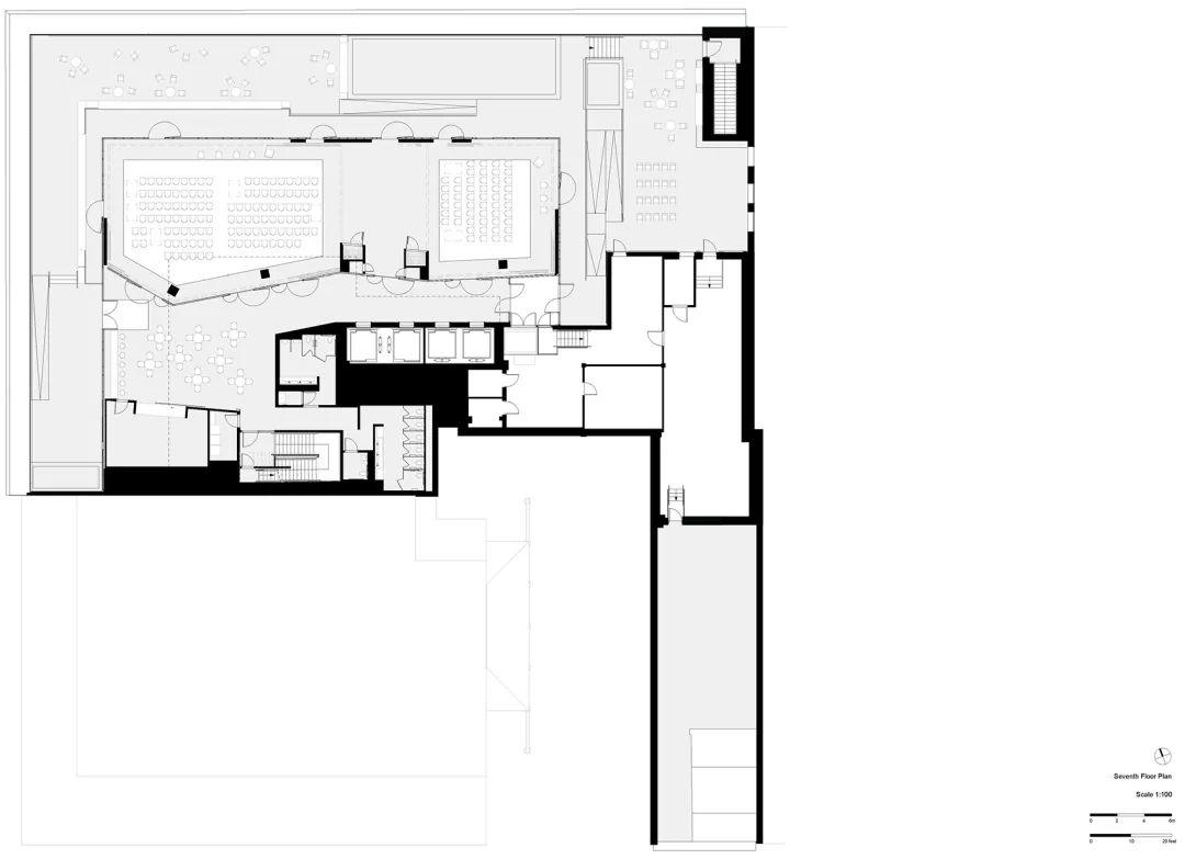 七樓平面圖，紐約Stavros Niarchos基金會圖書館／Mecanoo + Beyer Blinder Belle