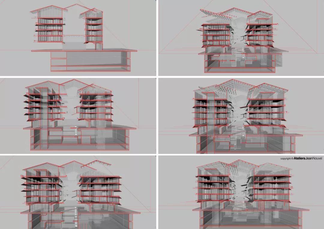 剖面圖 Section，上海恆基旭輝天地／Jean Nouvel