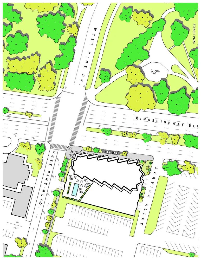 整體平面配置圖，美國聖路易斯市One Hundred住宅大樓／Studio Gang