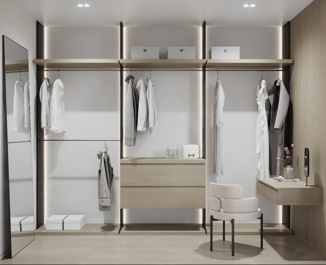 臥室衣帽間，莫斯科公寓Grey APPARTMENT室內設計／Quadro Room