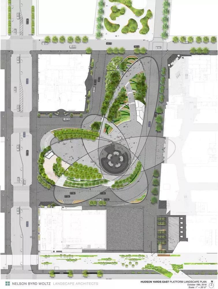 平面圖 Plan,紐約哈德遜公眾廣場及花園/Nelson Byrd Woltz