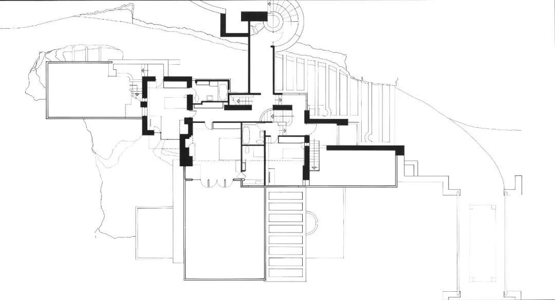 落山山莊二樓平面圖 落水山莊Fallingwater／Frank Lloyd Wright