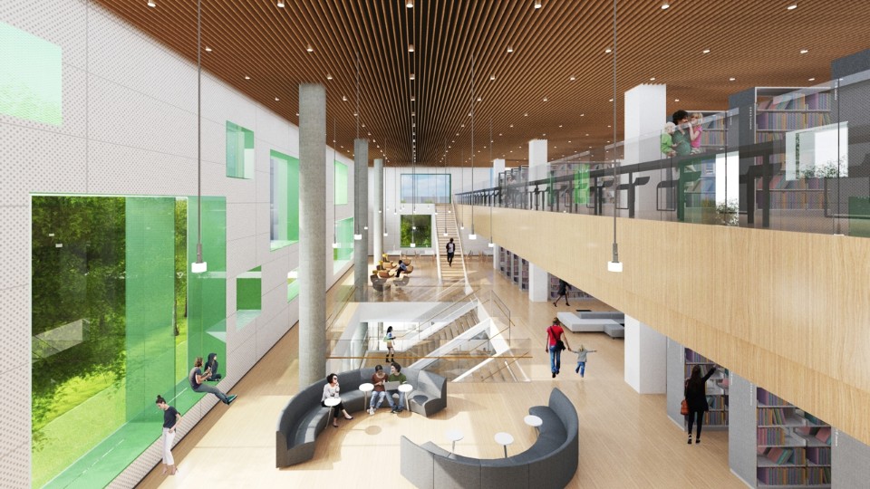 二、三層綠寶盒琉璃般的厚實外牆 新竹市圖書館新總館競圖設計提案／張瑪龍陳玉霖聯合建築師事務所