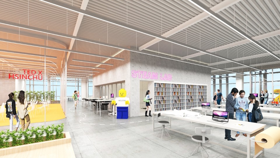 五層酷炫吵鬧的Maker Stream基地 新竹市圖書館新總館競圖設計提案／張瑪龍陳玉霖聯合建築師事務所