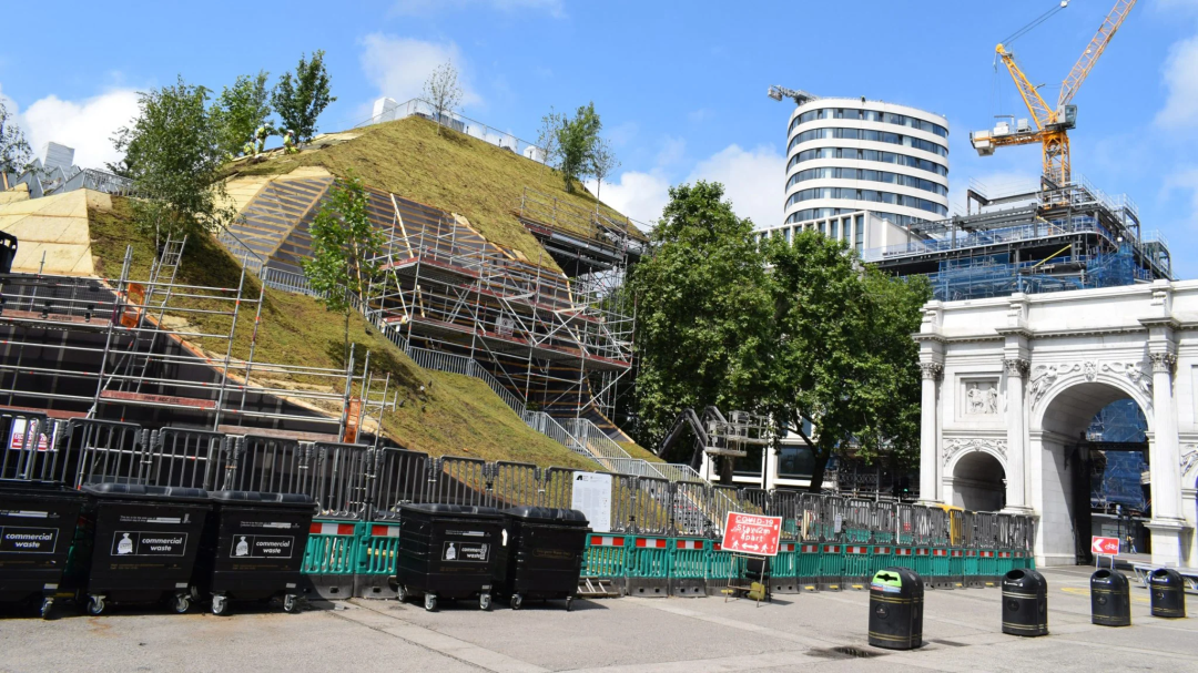 施工相片，倫敦大理石拱門山 London Marble Arch Hill／MVRDV