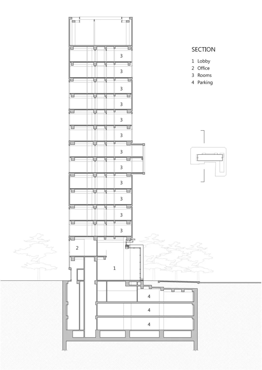  剖面圖 台北時代寓所／姚仁喜 大元建築工場