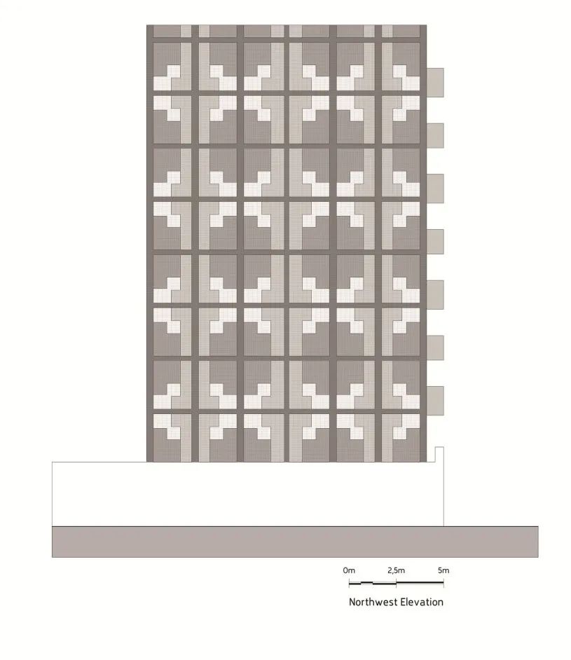 北側立面圖，南非微型住所Uxolo Apartments／Two Five Five Architects