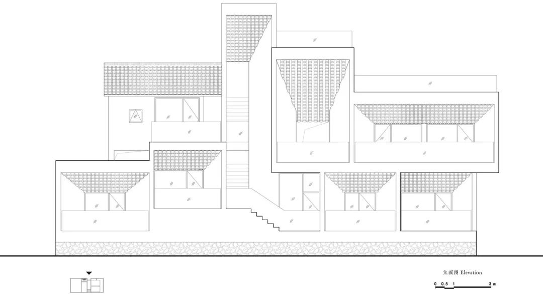 前山立面圖，桐廬山澗房／來建築設計工作室