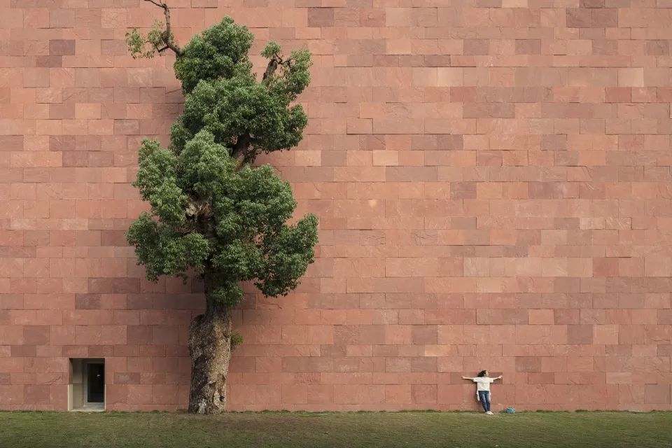 建築的外立面採用了源於印度的紅色阿格拉砂岩飾面 中國國際設計博物館China Museum Of Design Bauhaus Collection／Álvaro Siza + Carlos Castanheira